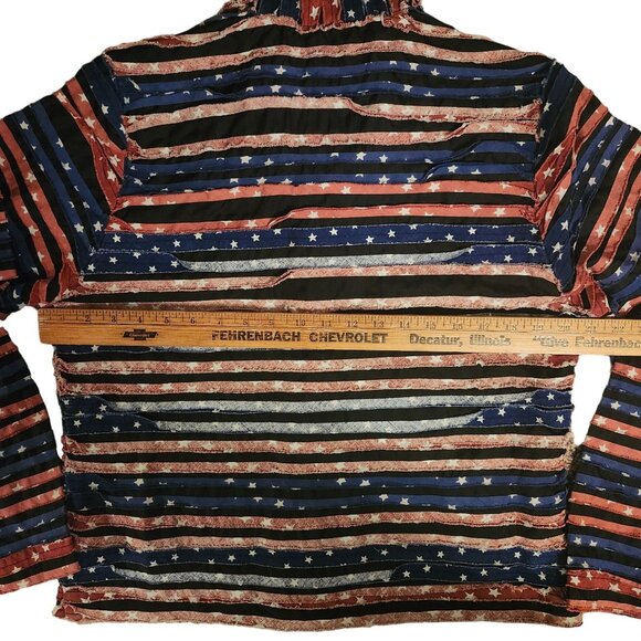 Medium American Flag Striped Jacket Ragged Stars Button-Up Patriotic NDS New Dir - Picture 9 of 12